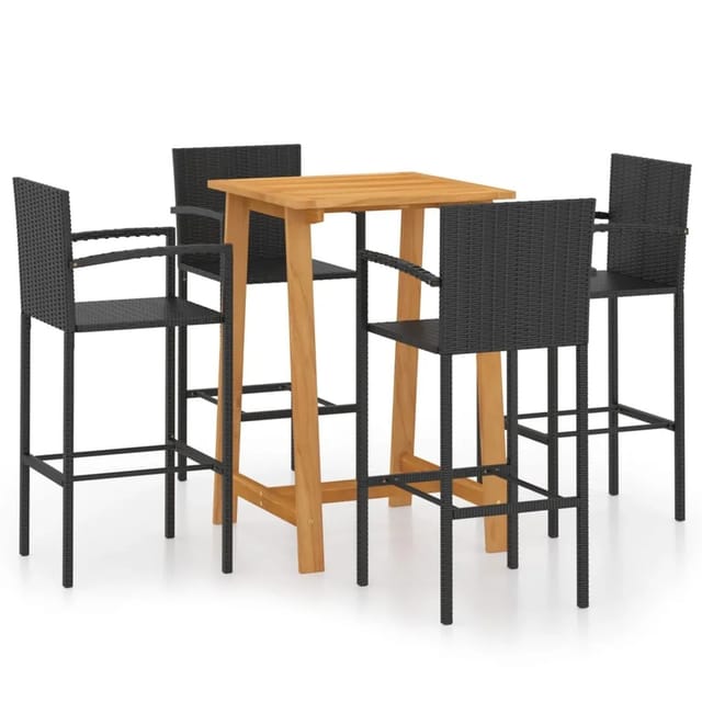 vidaXL 5-Tlg Gartenbar-Set Schwarz 3067956