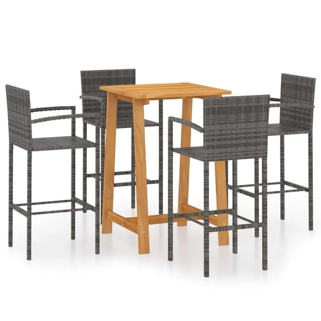 vidaXL 5-Tlg Gartenbar-Set Grau 3067957
