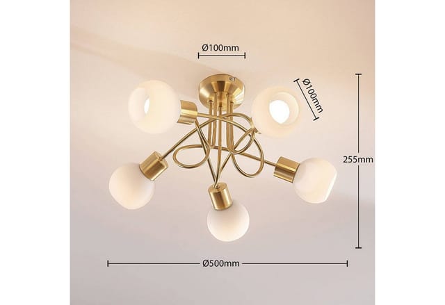 Lindby Deckenlampe Elaina 9621682 Modern in Gold Messing aus Glas 5-flammig E14 Wohnzimmerleuchte