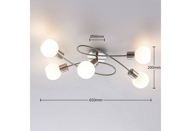 Lindby Deckenlampe Elaina 9620033 Modern in Alu aus Metall 5-flammig E14 Wohnzimmerleuchte
