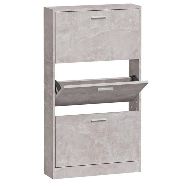 vidaXL Schuhschrank Betongrau 59x17x108 cm Holzwerkstoff 342529