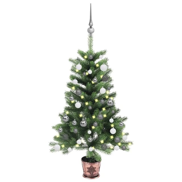 vidaXL Künstlicher Weihnachtsbaum mit Beleuchtung & Kugeln 65 cm Grün 3077723