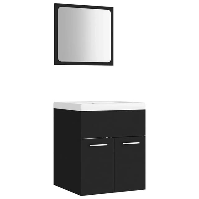 vidaXL Badmöbel-Set Schwarz Holzwerkstoff 3070857