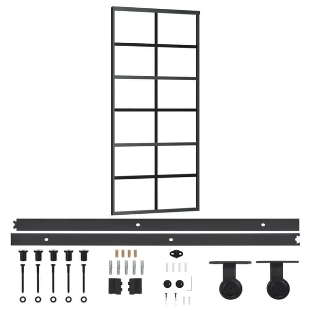vidaXL Schiebetür mit Beschlag ESG-Glas & Aluminium 90x205 cm 3081958