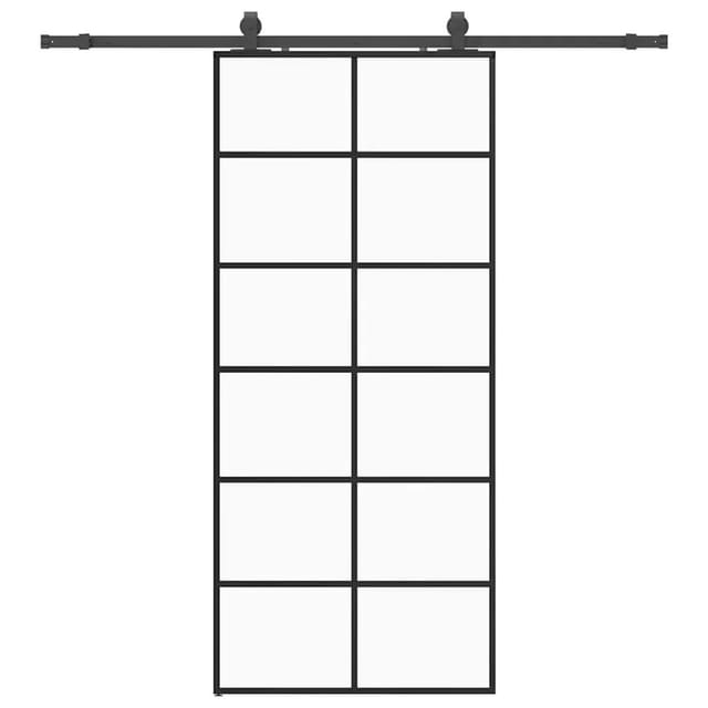 vidaXL Schiebetür mit Beschlag Schwarz 90x205 cm ESG-Glas 3375851