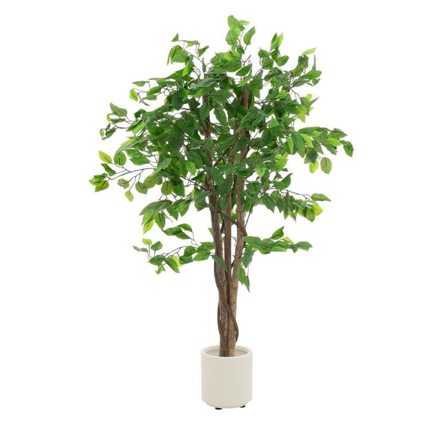 ML-Design Kunstpflanze Ficus 120 cm mit Naturholzstamm