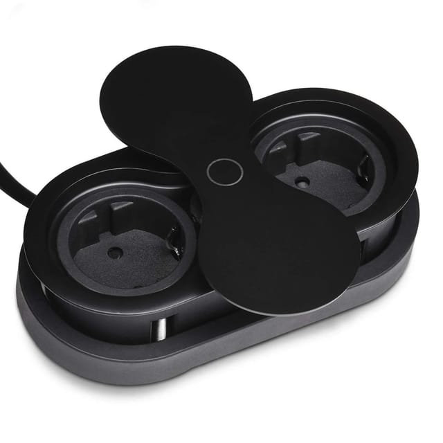 SOTECH Doppel Einbausteckdose Oval Schwarz mit 2x Schuko