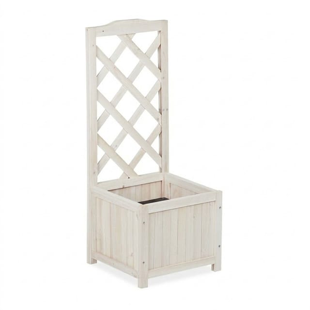 Relaxdays Rankkasten Tannenholz Weiß mit Rankgitter 90 cm x 36 cm x 36 cm 2,3 kg