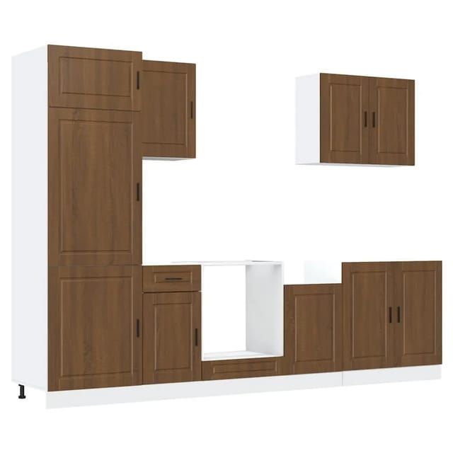 vidaXL 7 Tlg Küchenschrank-Set Porto Braun Eichen-Optik Holzwerkstoff 3314788
