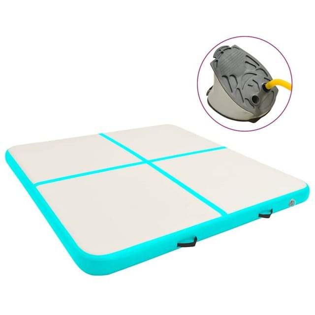 vidaXL Aufblasbare Gymnastikmatte mit Pumpe 200x200x20 cm PVC Grün 92702