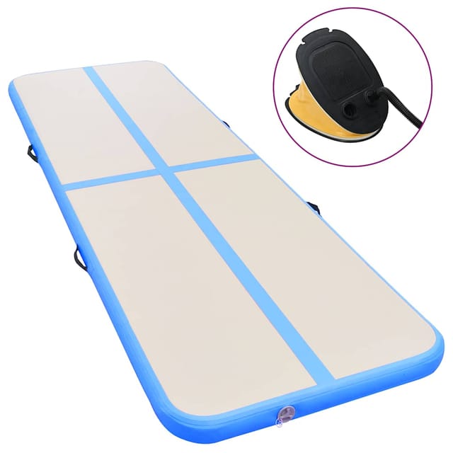 vidaXL Aufblasbare Gymnastikmatte mit Pumpe 400x100x10 cm PVC Blau 91916