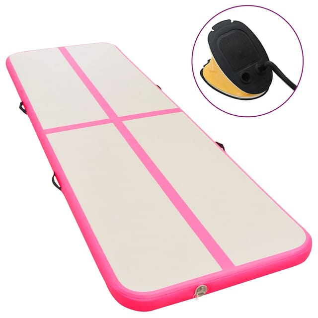 vidaXL Aufblasbare Gymnastikmatte mit Pumpe 300x100x10 cm PVC Rosa 91912