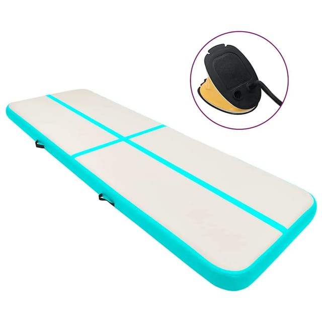 vidaXL Aufblasbare Gymnastikmatte mit Pumpe 400x100x20 cm PVC Grün 92681