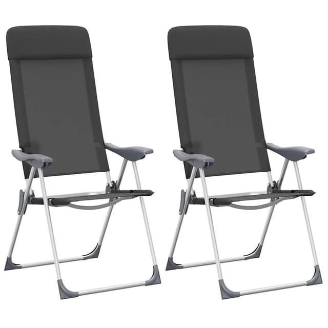 vidaXL Klappbare Campingstühle 2 Stk Aluminium Schwarz 44305
