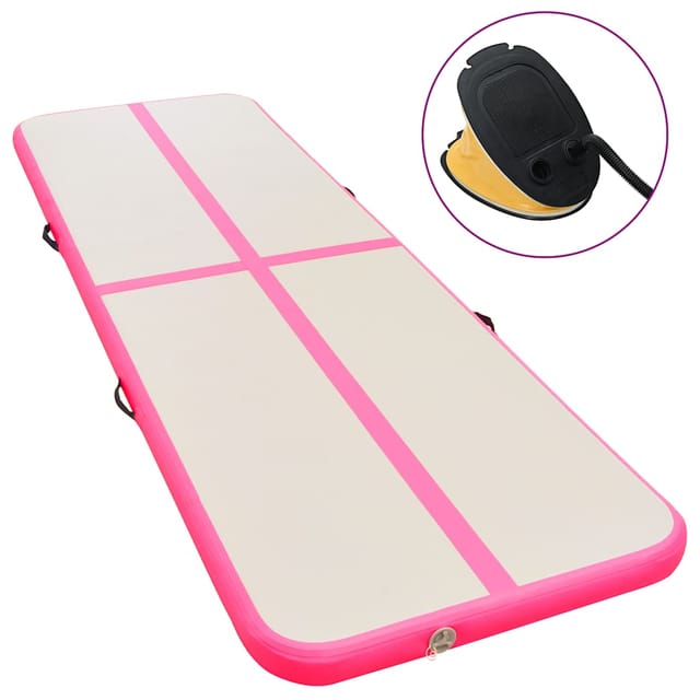 vidaXL Aufblasbare Gymnastikmatte mit Pumpe 400x100x10 cm PVC Rosa 91915