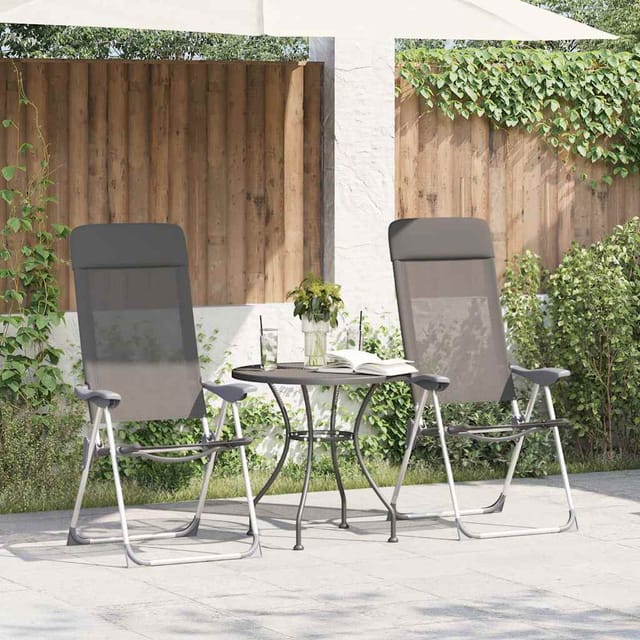 vidaXL Klappbare Campingstühle 4 Stk Grau Aluminium 44307