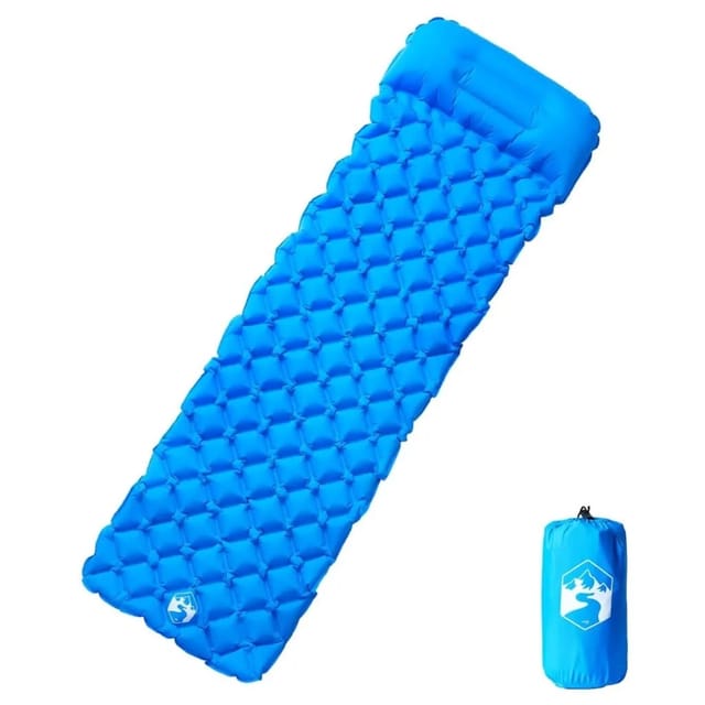 vidaXL Aufblasbare Isomatte mit Kissen Blau 4007110