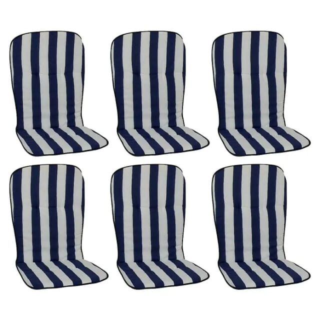 Beo Sitzauflage Hochlehner Mono 6er-Set Blau-Weiß gestreift