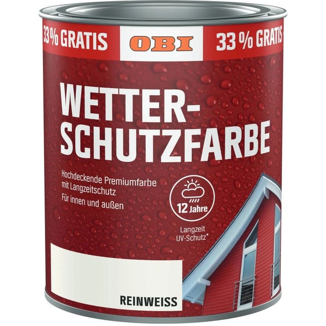 OBI Wetterschutzfarbe Aktion Reinweiß 1,