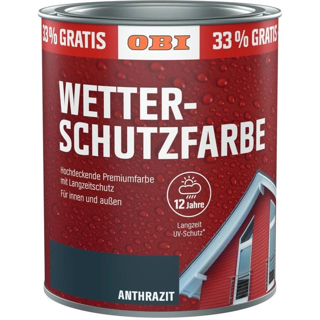 OBI Wetterschutzfarbe Aktion Anthrazit 1,