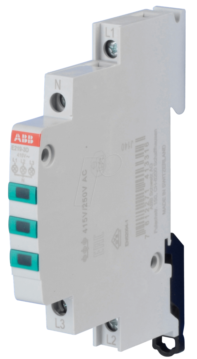 ABB E219-3D - LED-Leuchtmelder - 3-fach, 230 - 415 V AC, grün
