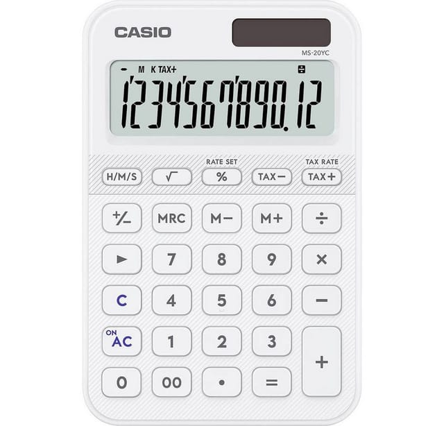 CASIO MS20YC-WE - Tischrechner, Solar, weiß