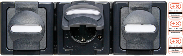 EL BE 131315006 - BLUE ELECTRIC - Steckdose mit Klappdeckel, 3-fach, anthrazit