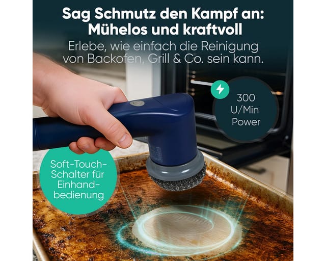 CLATRONIC Elektrische Reinigungsbürste, ERB 3815 A, 1200mAh Li-Ion, blau-grau
