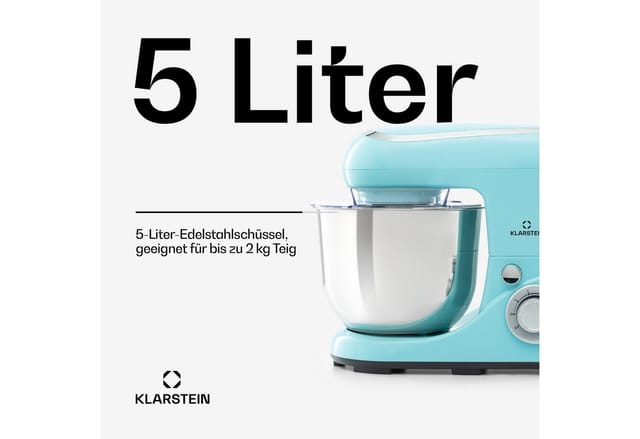 Bella Pico 2G Küchenmaschine 1200W 1,6PS 6 Stufen 5 Liter Blau
