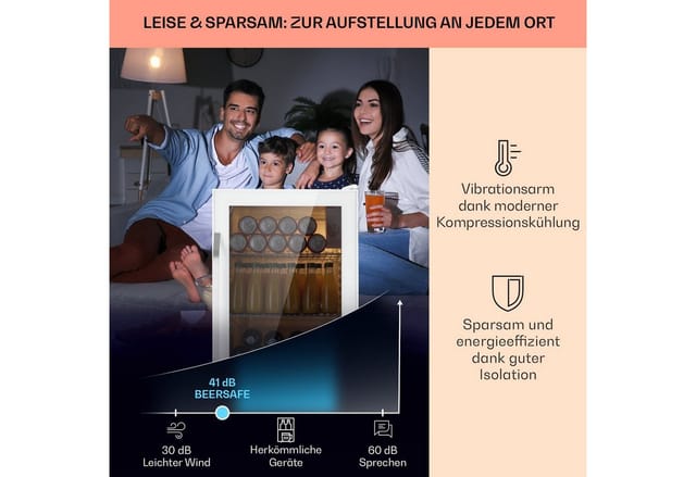 Beersafe XXL Quartz Kühlschrank 80 Liter 3 Böden Panoramaglastür