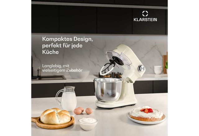 Bella Evo Küchenmaschine Planetarisches Rührsystem 3 Rühraufsätze 1500 W 5 l Creme
