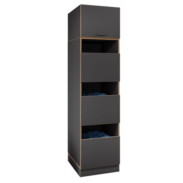 VCM Mehrzweck-Wäscheschrank , schmaler Stauraumschrank mit 4 Fächern & Drehtüren, Maße Haushaltsregal H. 200 x B. 50 x T. 60 cm, Rislo SD XXL