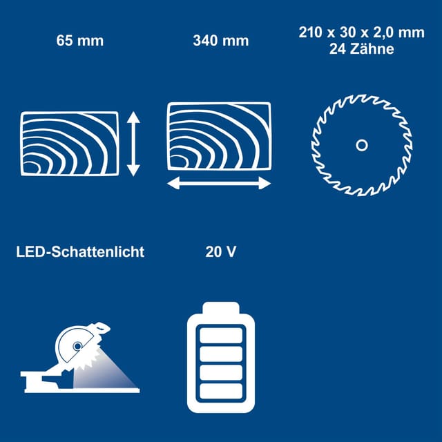 Akku Kapp-, Zug- und Gehrungssäge BC-HM216-X Scheppach - 340mm Schnittbreite | 65mm Schnitthöhe | 24Z | LED-Licht | inkl. 4Ah Akku + 2,4A Ladegerät