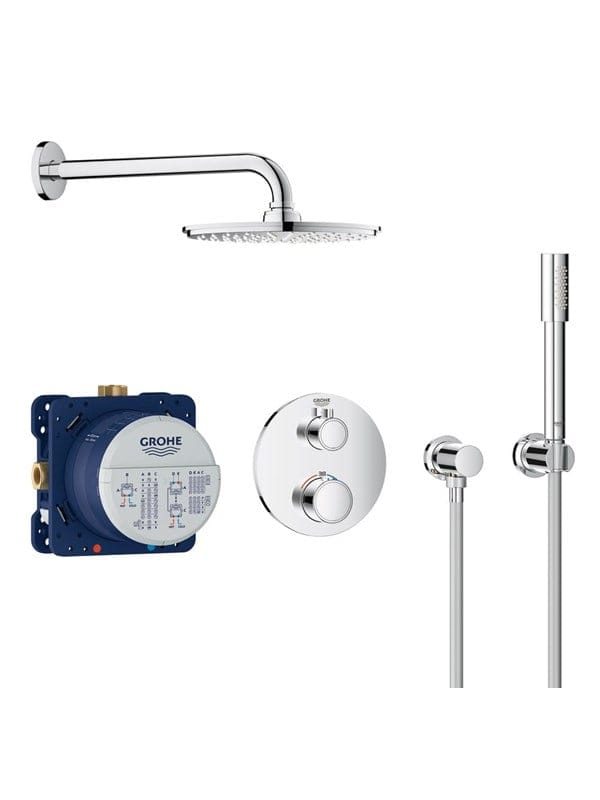 Grohe Grohtherm, Duschsystem Unterputz mit Rainshower Cosmopolitan 210, chrom