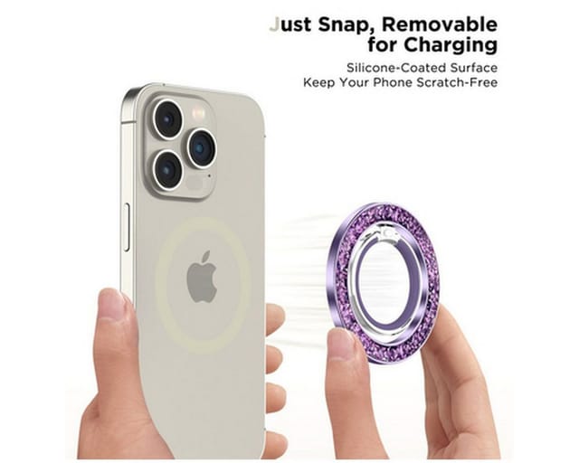 Tech-Protect MMR200 magnetic handle / ring with MagSafe - purple with crystals