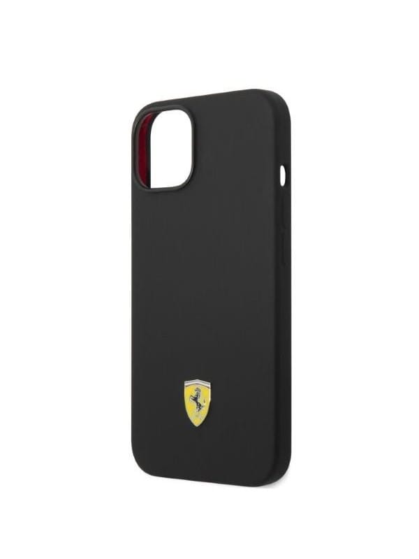 Ferrari Silicone Metal Logo Magsafe Case for iPhone 14 Plus - Black