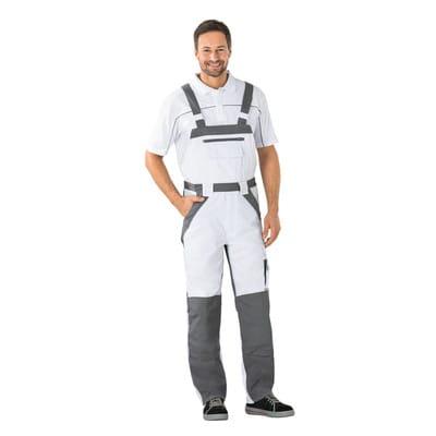 Latzhose 2523 reinweiß/zink, Größe 60