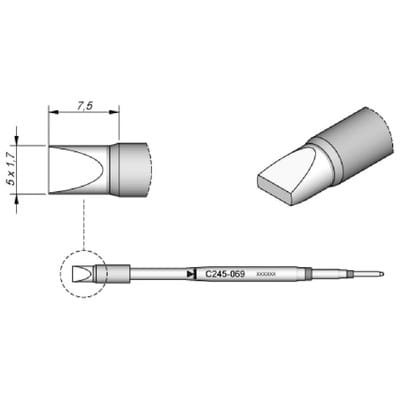 Lötspitze Serie C245 Meißelform, C245069/5,0 x 1,7mm, gerade