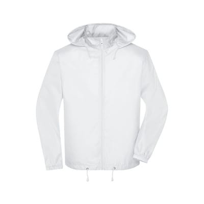 Herren Basic Windbreaker JN1132, weiß, Größe XXL