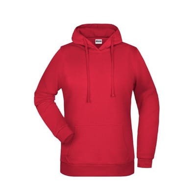 Damen Basic Kapuzensweatshirt JN795, rot, Größe M