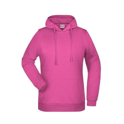 Damen Basic Kapuzensweatshirt JN795, pink, Größe S