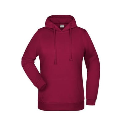 Damen Basic Kapuzensweatshirt JN795, wein-rot, Größe XL