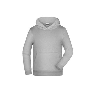 Kinder Basic Kapuzensweatshirt JN796K, grau heather, Größe L