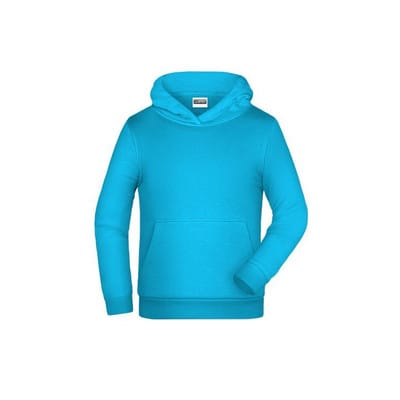 Kinder Basic Kapuzensweatshirt JN796K, türkis, Größe XL