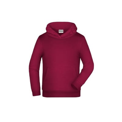 Kinder Basic Kapuzensweatshirt JN796K, wein-rot, Größe XS