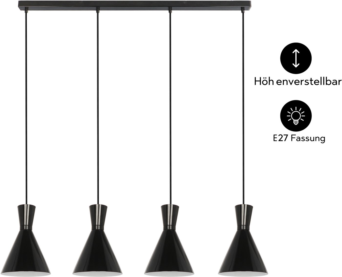 OTTO home Pendelleuchte Renell, ohne Leuchtmittel, glänzend, höhenverstellbar, industrieller Stil, Rondell, Hängelampe