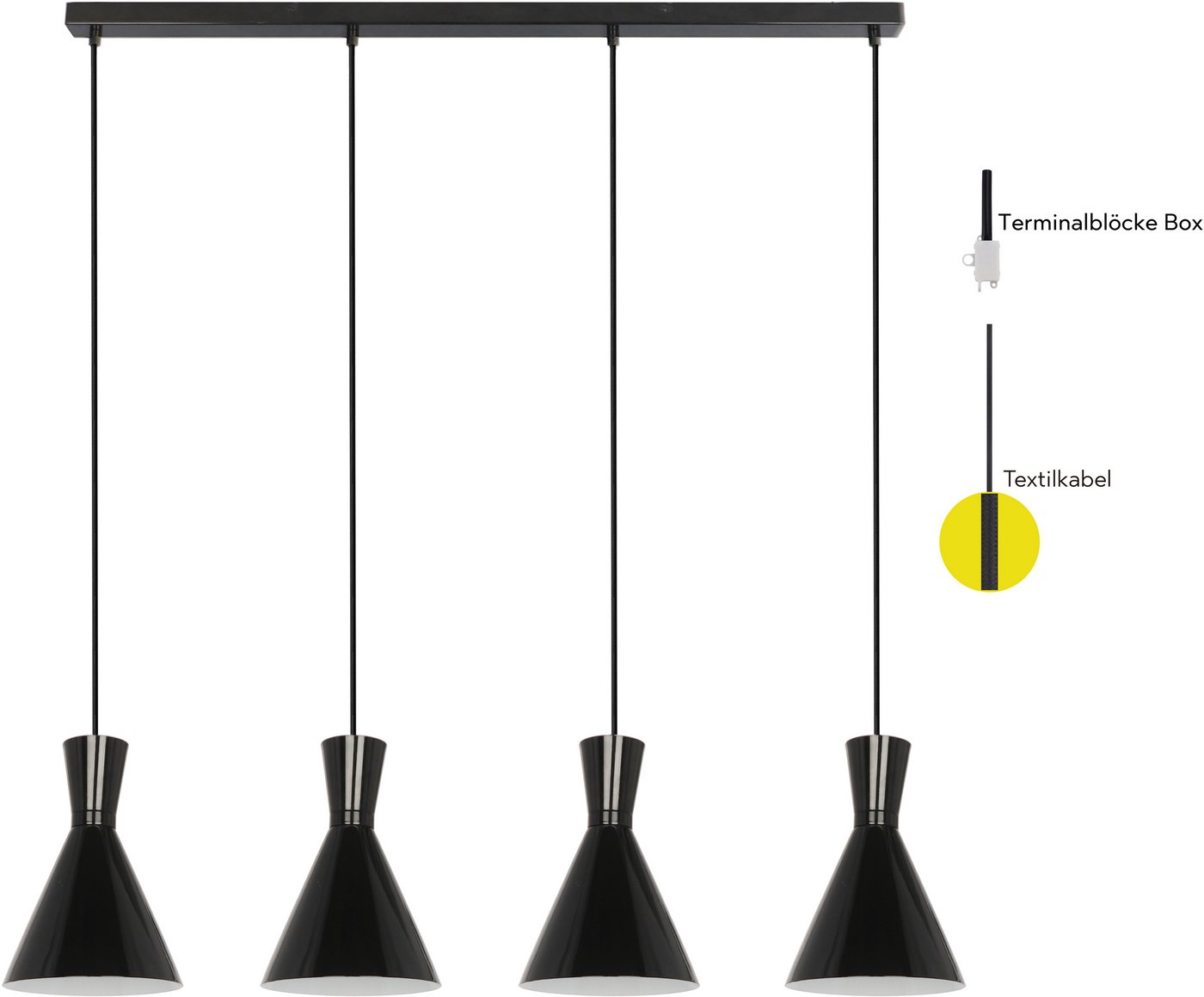 OTTO home Pendelleuchte Renell, ohne Leuchtmittel, glänzend, höhenverstellbar, industrieller Stil, Rondell, Hängelampe Bild 4
