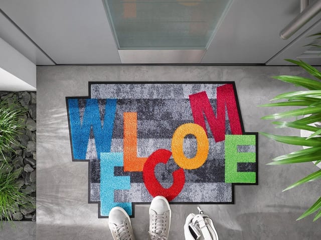 wash+dry by Kleen-Tex Teppich Crazy Welcome, rechteckig, Höhe: 7 mm, mit Spruch, rutschhemmend, In- und Outdoor geeignet, waschbar