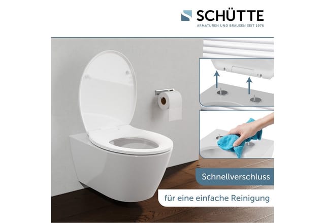 Schütte WC-Sitz WHITE, aus Kunststoff, mit Absenkautomatik und Schnellverschluss