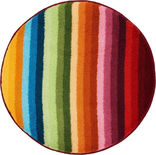 Kleine Wolke Badematte Funky, Höhe 18 mm, rutschhemmend beschichtet, fußbodenheizungsgeeignet, Kunstfaser, rund, Badteppich, modernes Streifen Design, waschbar